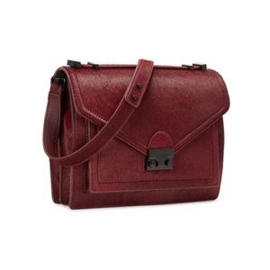 Loeffler Randall mini Rider bag in burgundy calf hair